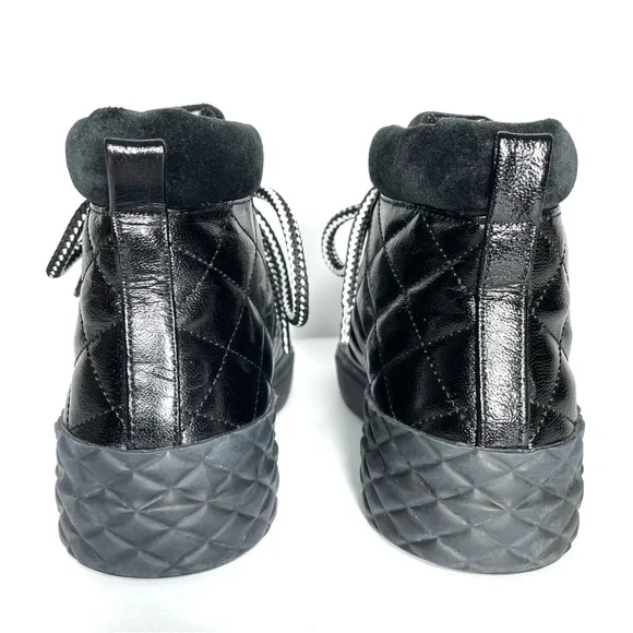 Marc Fisher Dulce Quilted Patent Black Leather High Top Sneaker/Boot- Size 8.5 - Picture 6 of 10